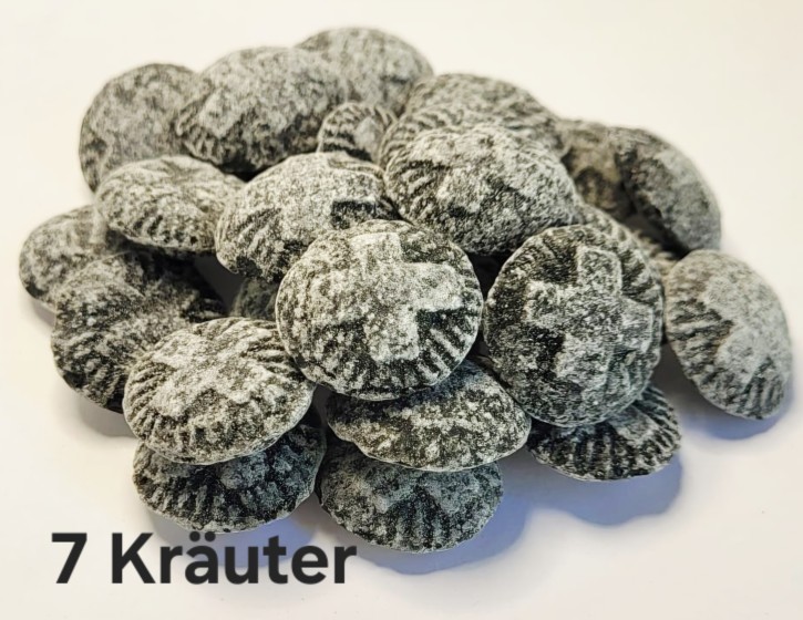 sieben Kräuter-Bonbons, die mit dem Kreuz